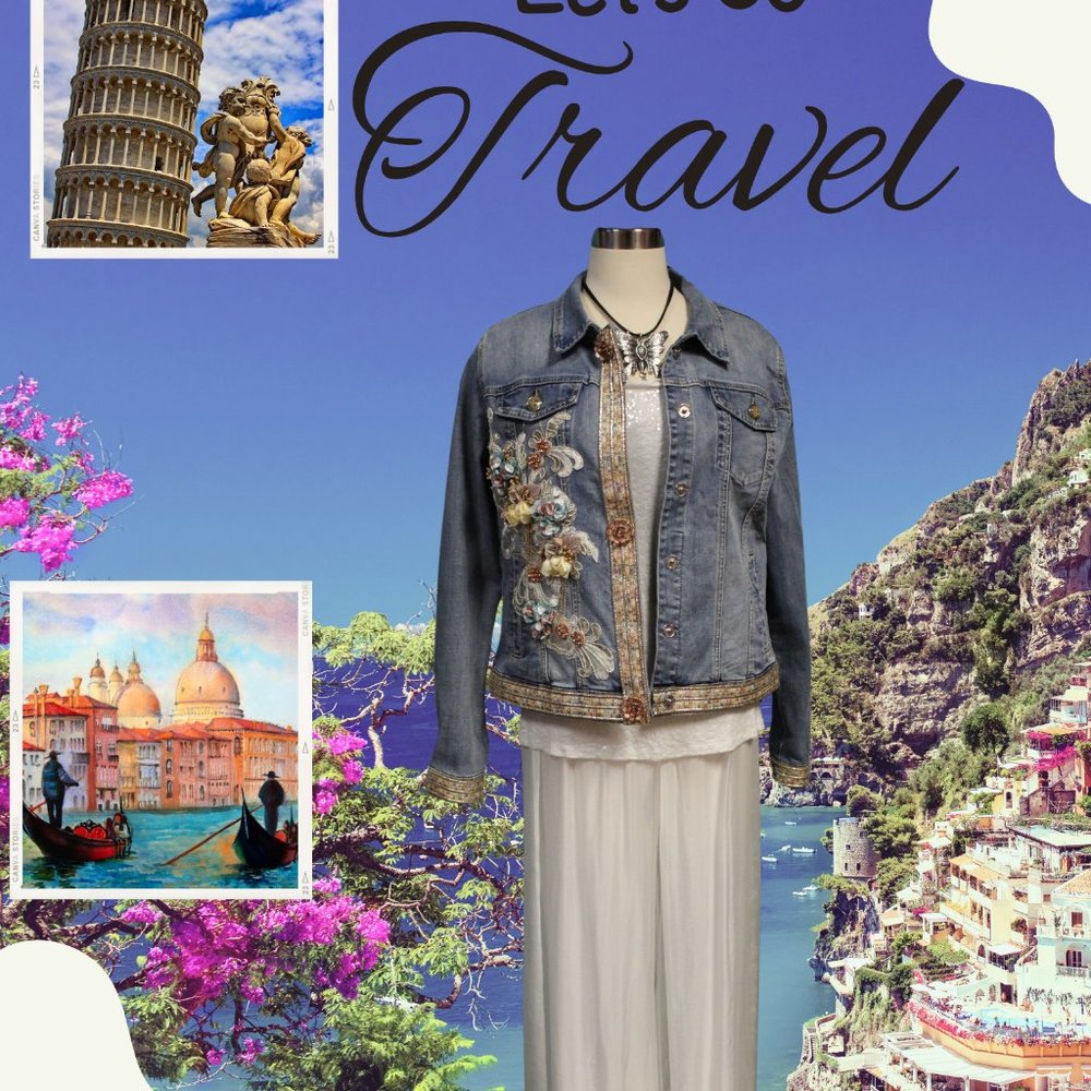 Italian Embellished Boho Denim Jacket Only